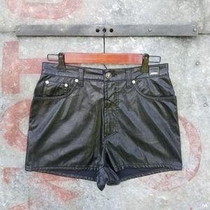 VTG VERSACE JEANS COUTURE Vegan Faux Leather Shorts 30" waist
